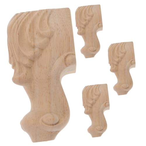 BAZEITFLOW 4 Stück Massive Geschnitzte Holz Möbelfüße für Schrank Tisch Sofa Nachttisch Robuste Holzbeine mit Einfacher Montage Langlebige Ersatzfüße für Vielseitige Möbelaufwertung von BAZEITFLOW