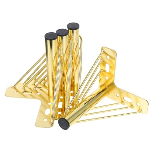 BAZEITFLOW 4 Stück Metall Möbelbeine Kratzfeste Goldfarbene Möbelfüße mit Geräuschdämpfenden Pads Robuste Unterstützung für Sofa Couchtisch Tv Schrank und Kommode von BAZEITFLOW