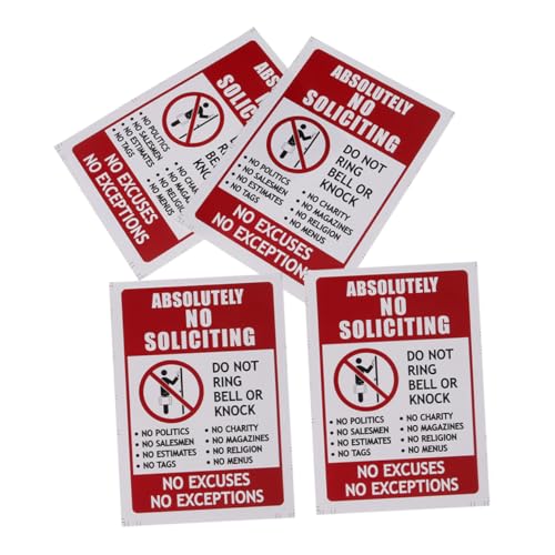 BAZEITFLOW 4 Stück No Soliciting Aufkleber PVC Wetterfest Selbstklebend Klare Verbotszeichen für Haustür Garage Büro Zuverlässiger Halt Außen und Innen von BAZEITFLOW