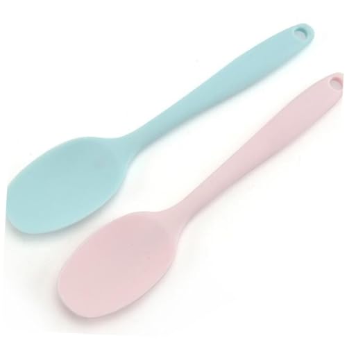 BAZEITFLOW 4 Stück Silikon Servierlöffel Hitzebeständig Leichtgewichtiger Küchenlöffel mit Ergonomischem Griff für Familie Restaurant Catering in Blau von BAZEITFLOW