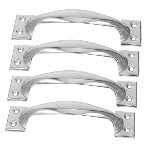 BAZEITFLOW 4 Stück Teiliges Edelstahl Ergonomischer Bogen Polierte Oberfläche Robuste Möbelgriffe für Küche Schrank Tor und Scheunentür Einfache Montage Schwere Belastung von BAZEITFLOW