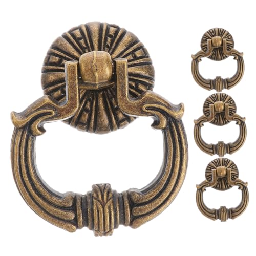 BAZEITFLOW 4 Stück Vintage Möbelgriffe Dresser Pulls Kleine Schrankgriffe Antik Möbelgriffe Ringförmige Kommodengriffe Für Schränke von BAZEITFLOW