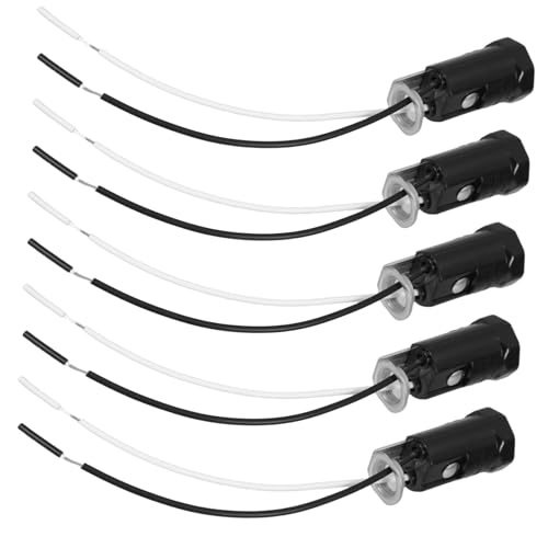 BAZEITFLOW 5 Stück Lampensockel mit Kabelgebundene Fassung für LED Lampen Geeignet für Kronleuchter und Wandleuchten Langlebiges Material Einfache Installation Einsetzbar von BAZEITFLOW