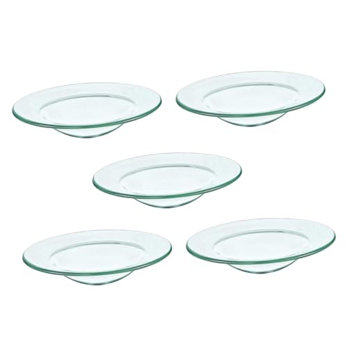 BAZEITFLOW 5 Stück Teiliges Aromatherapie Ersatzschalen Glas Duftlampe Wachswärmerplatten mit Rutschfester Basis für Elektrischen Öl und Wachs von BAZEITFLOW