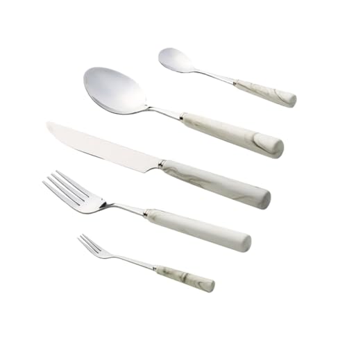 BAZEITFLOW 5 Stück Teiliges Edelstahl Besteckset mit Marmor Design mit Messer Kaffeelöffel Esslöffel Dessert und Dinnergabel Rostbeständig Modernes Western Besteck für Zuhause und Restaurant BAZEITFLOW 5 Stück Teiliges Edelstahl Besteckset mit Marmor Design mit Messer Kaffeelöffel Esslöffel Dessert und Dinnergabel Rostbeständig Modernes Western Besteck für Zuhause und Restaurant von BAZEITFLOW