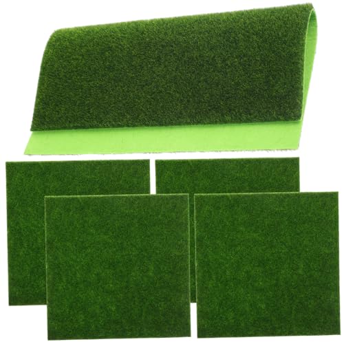 BAZEITFLOW 5 Stück Teiliges Künstliche Moosrasenmatten Realistische Mini Landschaft Deko Wiederverwendbar Zuschneidbar für Gartenmodelle DIY Miniatur Grünflächen von BAZEITFLOW