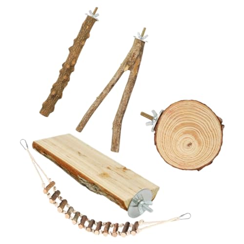 BAZEITFLOW 5 Stück Teiliges Vogelkäfig Zubehör Holz Vogelstangen für Wellensittiche und Papageien Stabile Kletter und Sitzstangen mit Schraubbefestigung Fördert Bewegung und Balance im Käfig von BAZEITFLOW