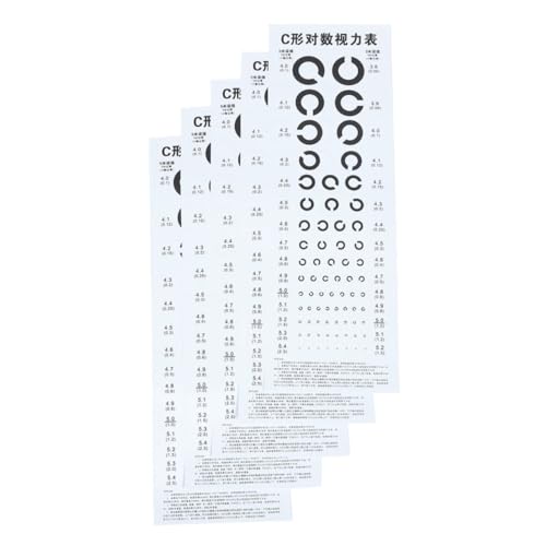 BAZEITFLOW 6 Blätter Standard C Type Sehtafel Teiliges PVC Wand Sehtesttafel für Heimgebrauch Cartoon Design Visuelle Augenuntersuchung Präzise Testresultate Langlebig von BAZEITFLOW