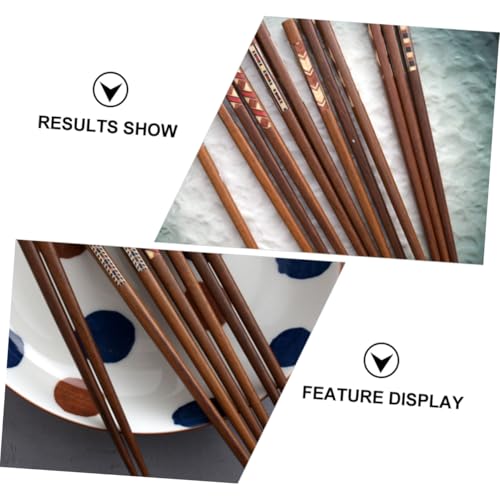 BAZEITFLOW 6 Paare Wiederverwendbare Japanische Essstäbchen Set aus Solidem Holz mit Rutschfestem Design und Klassischem Minimalistischem Muster als Natürliches Essstäbchen Geschenkset für von BAZEITFLOW