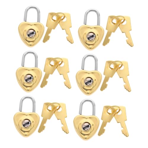 BAZEITFLOW 6 Sätze Kleines Herz vorhängeschloss aus Süßes Mini padlock mit Schlüssel Robustes Vintage Schmuckschloss für Tagebücher Koffer Taschen und Aufbewahrungsboxen Vielseitig von BAZEITFLOW