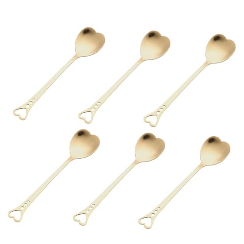 BAZEITFLOW 6 Stück Edelstahl Herzförmige Kaffeelöffel Rührlöffel Dessertlöffel Mehrzweck Teelöffel für Kaffee Tee Eis Joghurt Party Zuhause von BAZEITFLOW