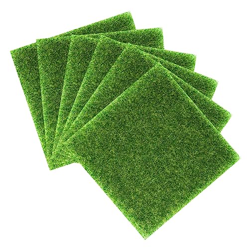 BAZEITFLOW 6 Stück Künstlicher Mini Rasenteppich Teiliges DIY Grasmatten für Modellbau Kleine Garten Dekoration Realistische Grüne Kunststoffrasenplatten für Innen und Außenbereich von BAZEITFLOW
