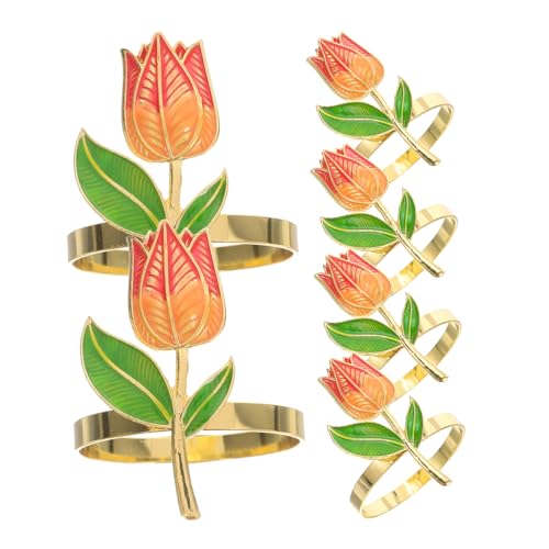BAZEITFLOW 6 Stück Serviettenverschluss Mit Künstlicher Blume Dekor Serviettenhalter Serviettenschnalle Serviettenringe Zum Valentinstag Serviettenringe Zum Valentinstag Serviettenring von BAZEITFLOW