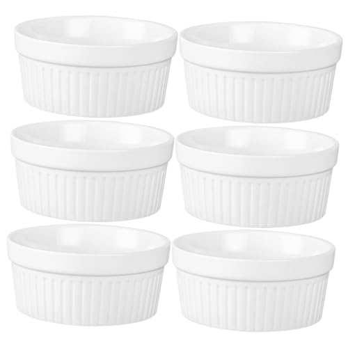 BAZEITFLOW 6 Stück Teiliges Keramik Dessertschälchen Multifunktionale Backform Hitzebeständig Glatte Oberfläche als Haushalt Pudding und Kuchenbecher für Gleichmäßiges Backen von BAZEITFLOW