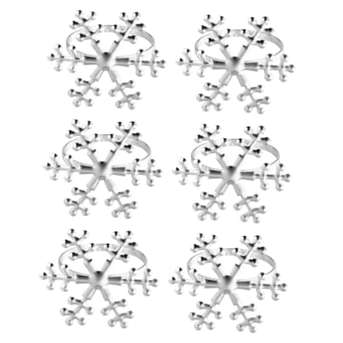 BAZEITFLOW 6 Stück Teiliges Serviettenring Schneeflocken Design Silberne Napkin Holder für Weihnachtsfeier Hochzeit Festliche Tischdekoration Serviettenhalter für Zuhause und Hotel von BAZEITFLOW