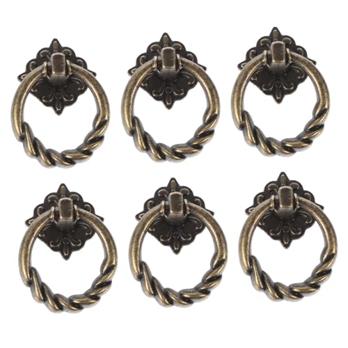 BAZEITFLOW 6 Stück Teiliges Vintage Schrankgriff aus Langlebiger Legierung Antiker Ring Ziehgriff für Möbel und Küchenschränke Einfache Montage Attraktives Design Runde Schrankknöpfe von BAZEITFLOW