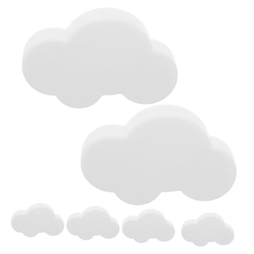 BAZEITFLOW 6 Stück Weiche Gummigriffe für Küchenschränke und Kinderfreundliche Runde Schrankknöpfe Einfache Montage Komfortabler Griff für Möbel Weißes Wolken design von BAZEITFLOW