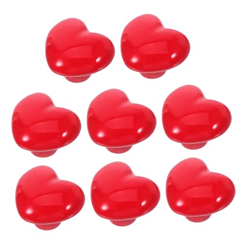 BAZEITFLOW 8 Stück Teiliges Niedliche Keramik-kommodenknöpfe Herzform Robuste Möbelgriffe für Kinderzimmer Schrank Schublade Einfach zu Montieren Rote Farbe Dekorative Schrankgriffe von BAZEITFLOW