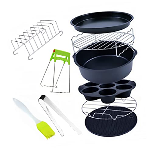BAZEITFLOW 9 Stück Teiliges Airfryer Zubehör Set mit Antihaft Backformen und Vielseitigem Grillrost für Heißluftfritteusen zum Backen Braten und Grillen Langlebig und Leicht Zufällige Farbe BAZEITFLOW 9 Stück Teiliges Airfryer Zubehör Set mit Antihaft Backformen und Vielseitigem Grillrost für Heißluftfritteusen zum Backen Braten und Grillen Langlebig und Leicht Zufällige Farbe von BAZEITFLOW