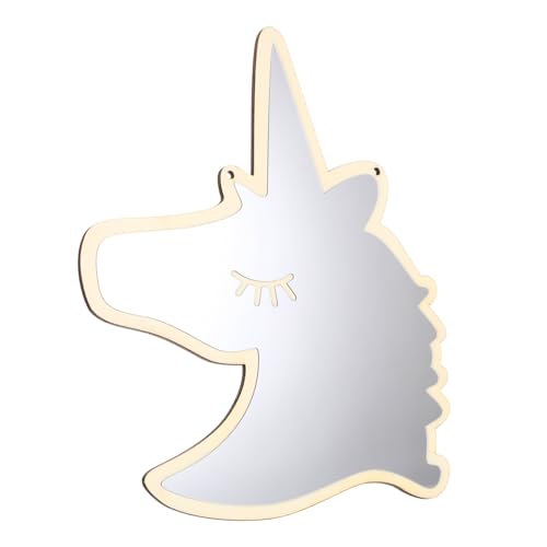 BAZEITFLOW Acrylspiegel Einhorn Ornament Wanddekoration Wasserfest für Mädchen Babyzimmer Attraktive Form von BAZEITFLOW