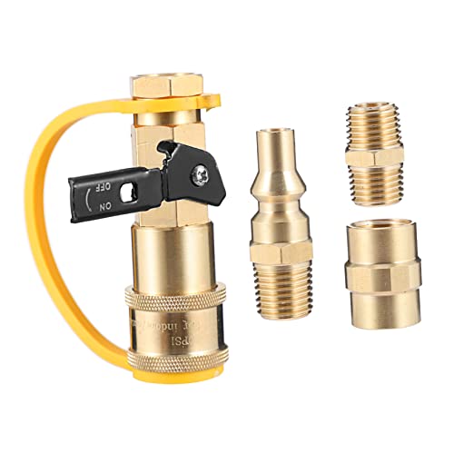 BAZEITFLOW Adapter Set Teilig mit Absperrventil Schnellkupplung Korrosionsbeständig für Wohnmobil Gasgrill Boot Outdoor Picknick von BAZEITFLOW