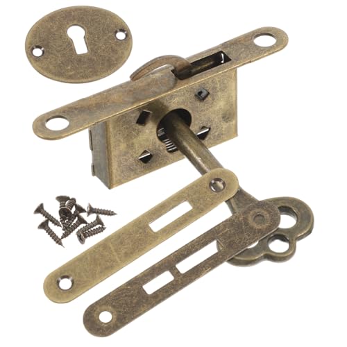 BAZEITFLOW Antikes Schrankschloss aus Robustem Material mit Verstecktem Riegel für Schmuckkästen Holz und Geschenkboxen Langlebiger Schutz Einfache Montage Vielseitig Einsetzbar für Schränke von BAZEITFLOW