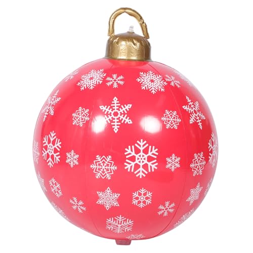 BAZEITFLOW Aufblasbare Weihnachtskugel Groß Wetterfest PVC Rot mit Schneeflocken Outdoor Christbaumkugel Deko Festliche Weihnachtsdekoration für Garten und Haus von BAZEITFLOW
