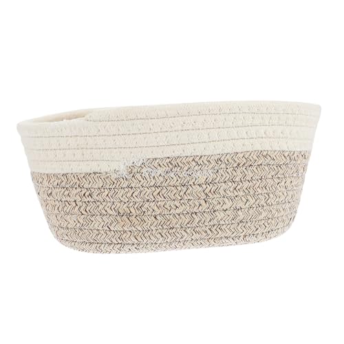 BAZEITFLOW Baumwollseil Aufbewahrungskorb Geflochten Oval Klein Kompakt Robust Vielseitig für Büro Wohnzimmer Desktop Organizer von BAZEITFLOW