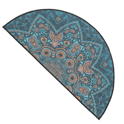 BAZEITFLOW Boho Halbkreis Bodenmatte Ethnischer Stil rutschfest Weicher Badvorleger Wohnzimmer Teppich Vintage Muster Fußmatte für Zuhause von BAZEITFLOW