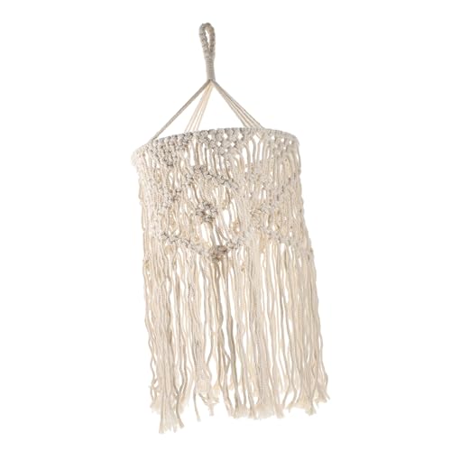 BAZEITFLOW Boho Lampenschirm aus Baumwollseil Handgefertigter Makramee Deckenlampenschirm Leichter Gewebter Pendelleuchten Schirm für Wohnzimmer Schlafzimmer Hotel Dekor von BAZEITFLOW