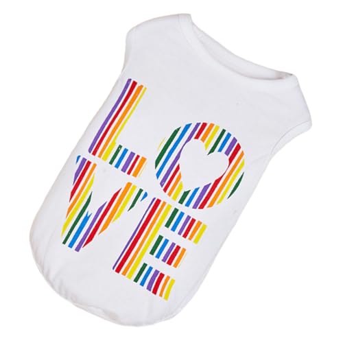 BAZEITFLOW Buntes Ärmelloses Hundeshirt Sommerpullover für Kleine Hunde und Katzen Leichtes Atmungsaktives Haustierkleidungs top mit Love Schriftzug Lockere Passform für Komfortable Bewegung von BAZEITFLOW