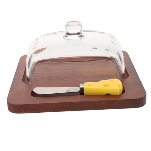 BAZEITFLOW Butteraufbewahrungsbox mit Holztablett und Transparentem Glasdeckel Butterbehälter für Kühlschrank mit Cutter Frischhaltebox für Butter und Käse Nordischer Stil Tiefbraun BAZEITFLOW Butteraufbewahrungsbox mit Holztablett und Transparentem Glasdeckel Butterbehälter für Kühlschrank mit Cutter Frischhaltebox für Butter und Käse Nordischer Stil Tiefbraun von BAZEITFLOW