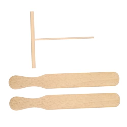 BAZEITFLOW Crepes Verteiler aus Natürlichem Buchenholz Teilig mit Förmigem Spatel und Holz Teigspreader Leicht zu Reinigen für Pfannkuchen und Crepes Grill und Backblech von BAZEITFLOW