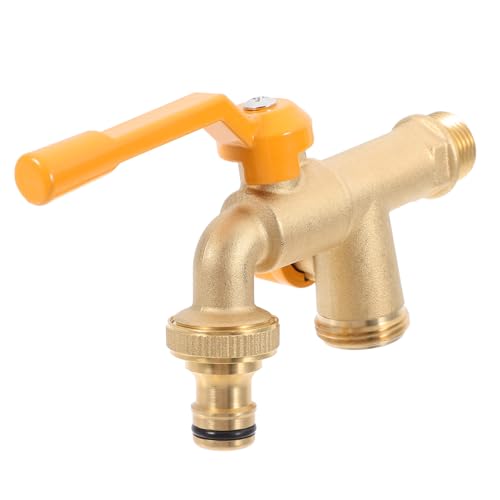 BAZEITFLOW Doppel Wasserhahn aus Reinem Messing für Außenwasserhahn mit Zwei Schlauchanschlüssen Installieren Frostsicher für Garten Balkon und Bewässerungssysteme von BAZEITFLOW