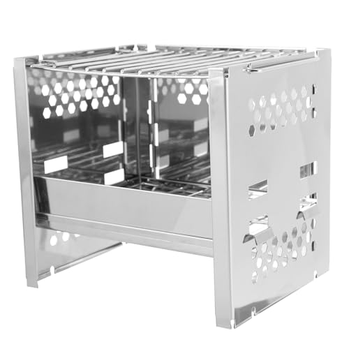 BAZEITFLOW Edelstahl Barbecue Grill Rostfrei Hitzebeständig Einsetzbar Outdoor Grillrost für Camping Angeln Picknick von BAZEITFLOW