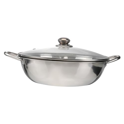 BAZEITFLOW Edelstahl Hot Pot Kochtopf mit Teiler Multifunktionaler Induktionsherd Topf mit Glasdeckel Breiter Griff Geeignet für Familien Partys und Gasherd von BAZEITFLOW
