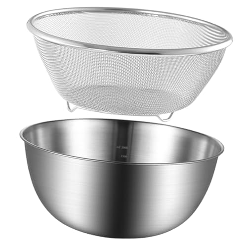 BAZEITFLOW Edelstahl Küchensieb Teilig Abtropfkorb mit Feinem Sieb Waschschüssel für Gemüse Obst Reis Rutschfeste Bodenschale Multifunktional für Lebensmittelzubereitung und Abtropfen BAZEITFLOW Edelstahl Küchensieb Teilig Abtropfkorb mit Feinem Sieb Waschschüssel für Gemüse Obst Reis Rutschfeste Bodenschale Multifunktional für Lebensmittelzubereitung und Abtropfen von BAZEITFLOW