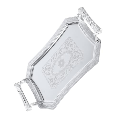 BAZEITFLOW Edelstahl Servierplatte Europäischer Stil Geometrisches Tablett Vielseitig für Obst Snacks und Trockenfrüchte Geeignet Platzsparend und Dekorativ als Schmuck Präsentationsplatte von BAZEITFLOW