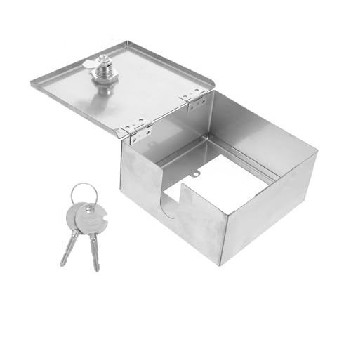 BAZEITFLOW Edelstahl Steckdosenbox mit Schloss Wetterfeste Spritzwassergeschützte Elektrische Abzweigdose Schutzbox für Außenbereich Diebstahlsicherung Oberfläche und Unterputzmontage von BAZEITFLOW