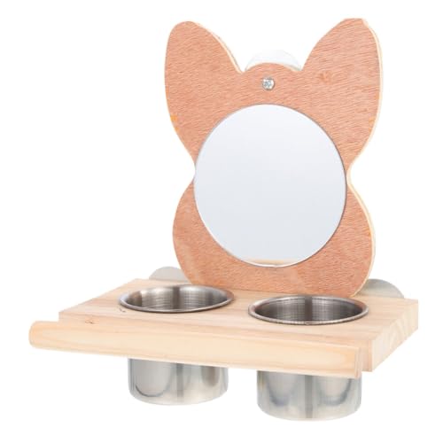 BAZEITFLOW Edelstahl Vogel Futterspender mit Spiegel Multifunktionaler Futternapf und Wasserspender für Kleine Vögel und Papageien Geeignet als Praktisches Zubehör für Vogelkäfige und von BAZEITFLOW