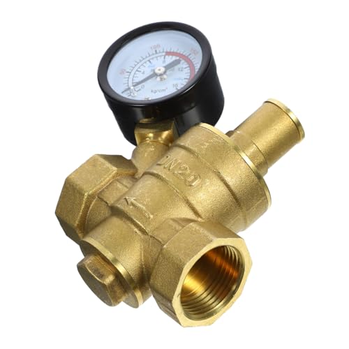 BAZEITFLOW Einstellbarer Messing Wasser Druckminderer mit Manometer Robuster Hauswasser Druckregler zur Einfachen Druckkontrolle und Anpassung für Garten und Hausleitungen von BAZEITFLOW