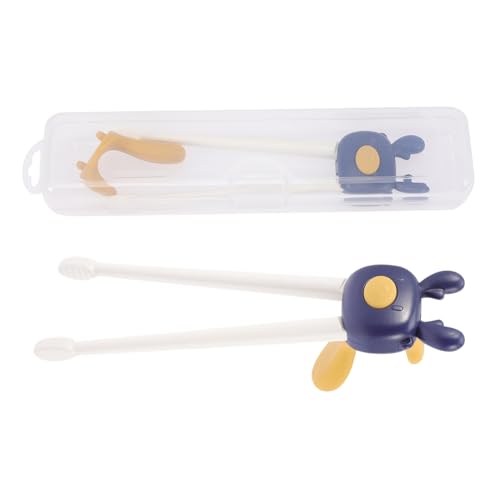 BAZEITFLOW Essstäbchen Trainingsstäbchen mit Cartoon Motiv Lernhilfe für Kleinkinder Hand Koordination und Selbstständigem Bpa Frei Aufbewahrungsbox Blau von BAZEITFLOW