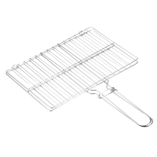 BAZEITFLOW Grillkorb mit Holzgriff Verstärktes Fischgrillnetz BBQ Zubehör für Outdoor Grillen für Steak Fisch und Gemüse Leicht zu Reinigen Langlebig und Tragbar Kleines Modell von BAZEITFLOW