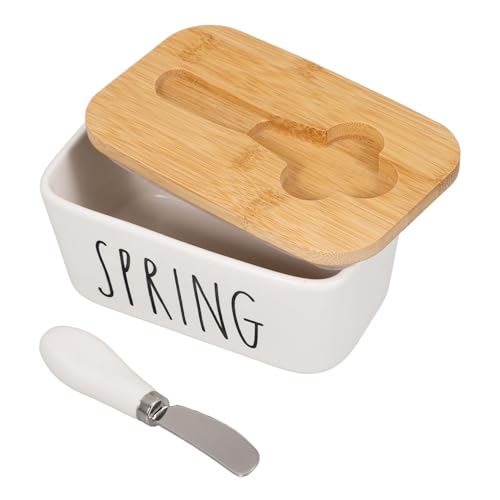 BAZEITFLOW Große Keramik Butterdose mit Deckel und Messer Wiederverwendbarer Butterbehälter für Küche und Restaurant Stilvoller Butterhalter für Brot und Käse Weißes Porzellan set BAZEITFLOW Große Keramik Butterdose mit Deckel und Messer Wiederverwendbarer Butterbehälter für Küche und Restaurant Stilvoller Butterhalter für Brot und Käse Weißes Porzellan set von BAZEITFLOW