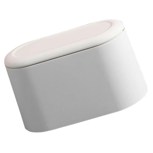 BAZEITFLOW Großer Desktop mülleimer mit Druck deckel Kompakter Mini abfalleimer aus Robustem Kunststoff Geruchsdicht mit Griff für Büro Schlafzimmer und Badezimmer Moderner Stil Einfache von BAZEITFLOW