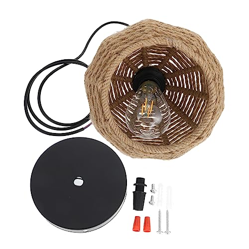 BAZEITFLOW Hängender Lampenschirm Jute mit Bulb Vintage Look für Wohnzimmer und Schlafzimmer Dekorativer Lichtschutz für Pendelleuchten Installieren für Heimgebrauch von BAZEITFLOW