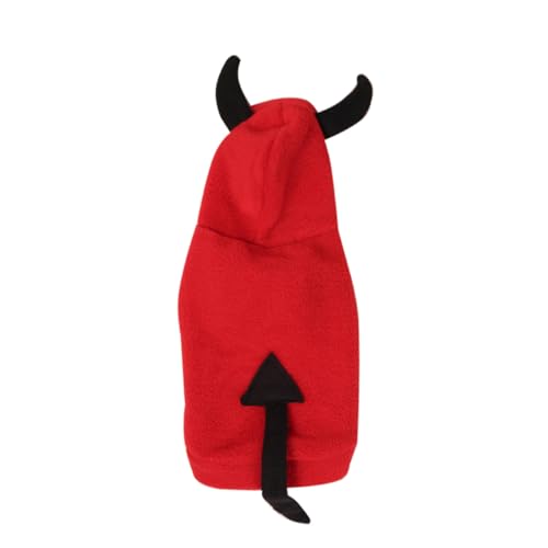 BAZEITFLOW Halloween Hundemantel Teufel Kostüm Design Warmes Haustier Wintermantel für Welpen und Kleine bis Mittelgroße Hunde Halloweenkostüm Hundekleidung von BAZEITFLOW