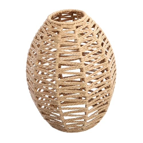 BAZEITFLOW Handgefertigter Pendelleuchtenschirm Geflochtene Lampenabdeckung aus Imitations Hanfseil Retro Boho Stil Rustikale Hängelampe für Wohnzimmer Restaurant Hotel von BAZEITFLOW