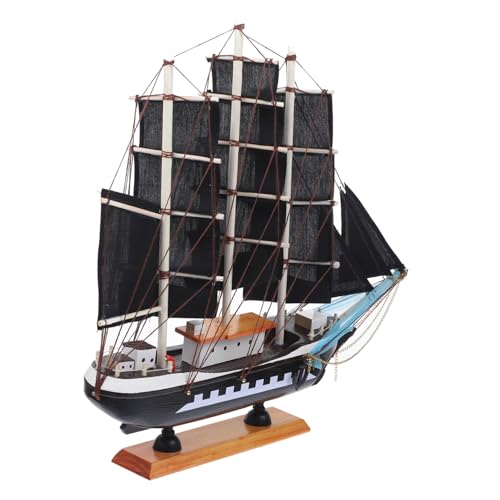 BAZEITFLOW Holz Piratenschiff Modell Mediterranes Segelboot Dekoration für Wohnzimmer Tisch Büro Deko von BAZEITFLOW