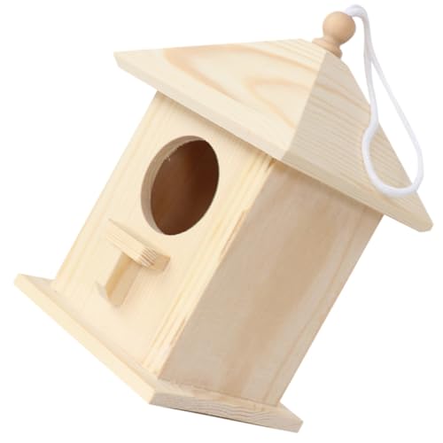 BAZEITFLOW Holz Vogelhaus zum Aufhängen Wetterfester Outdoor Nistkasten für Kleine Vögel Wie Wellensittiche und Papageien Praktisches Design Sicherer Unterschlupf Dekoratives Gartenhaus aus von BAZEITFLOW
